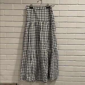 J. Crew Navy and White Gingham Women's Maxi Skirt